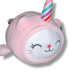 Walgreens Hug Me Dress Up Cat Plush Pink Pillow Narwhal Horn Glittery Decor 10"